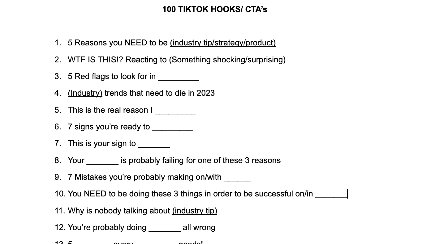 100 Viral-Worthy Hooks