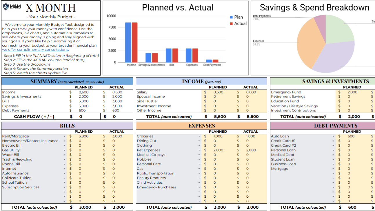 Free Monthly Budget Tool - Track Every Dollar
