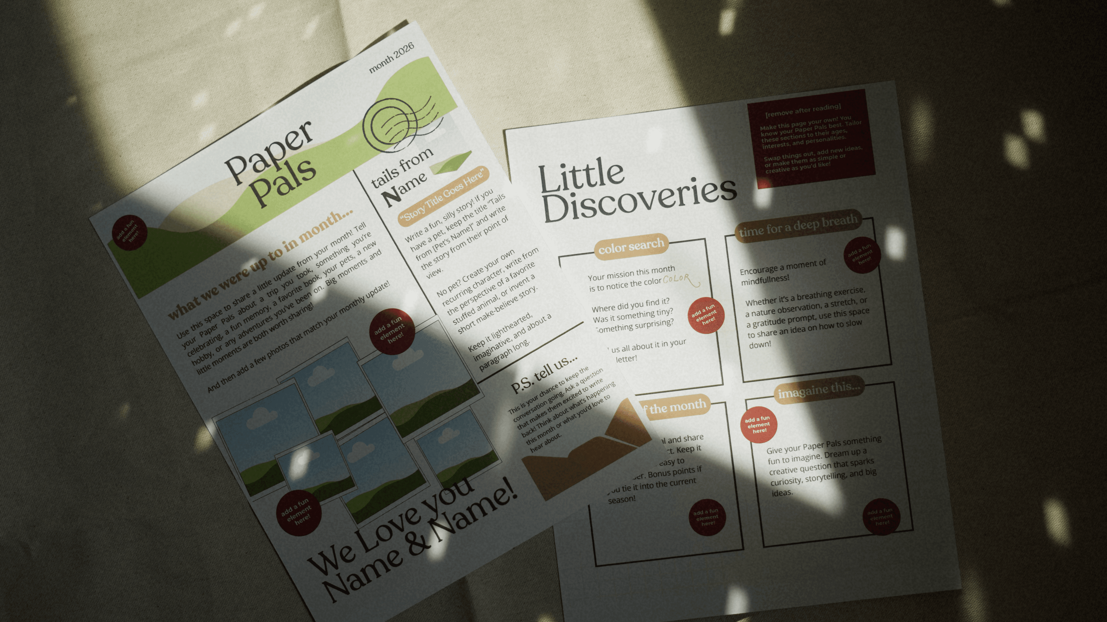 PAPER PALS MONTHLY NEWSLETTER TEMPLATE