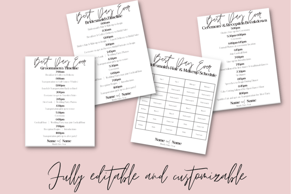 Get your Wedding Party Timeline templates now!