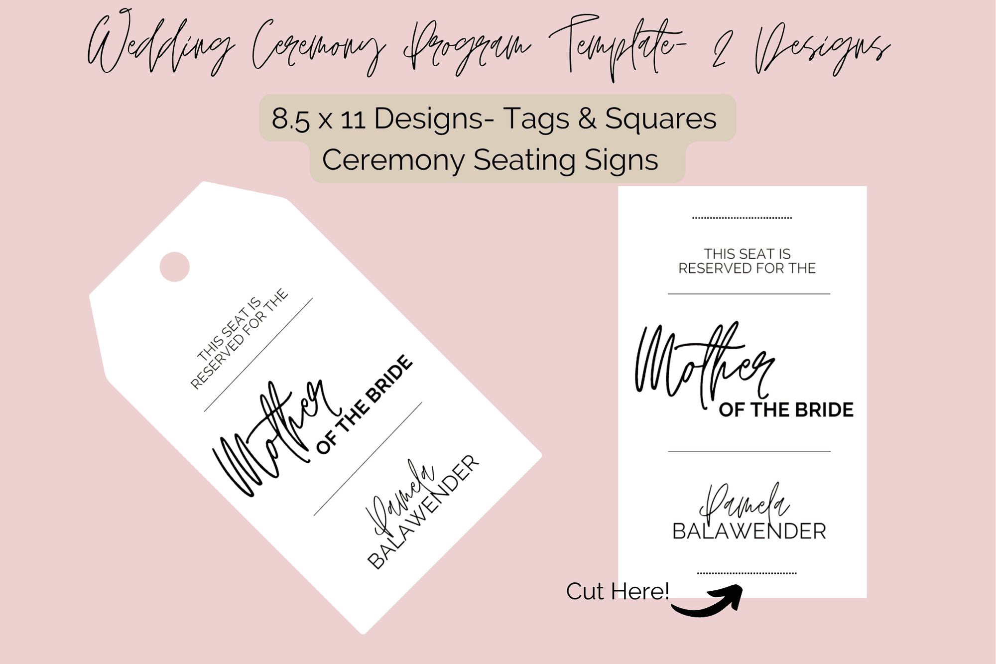 Get your Ceremony Seating Tag Templates today! 