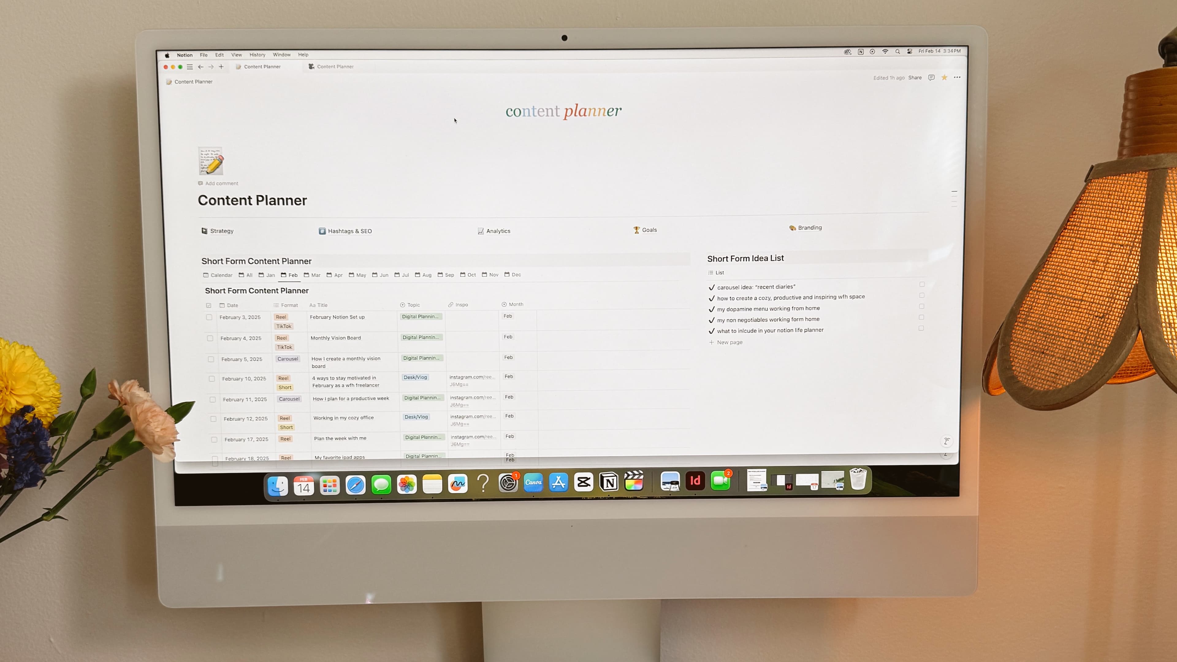Social Media Content Planner Notion Hub