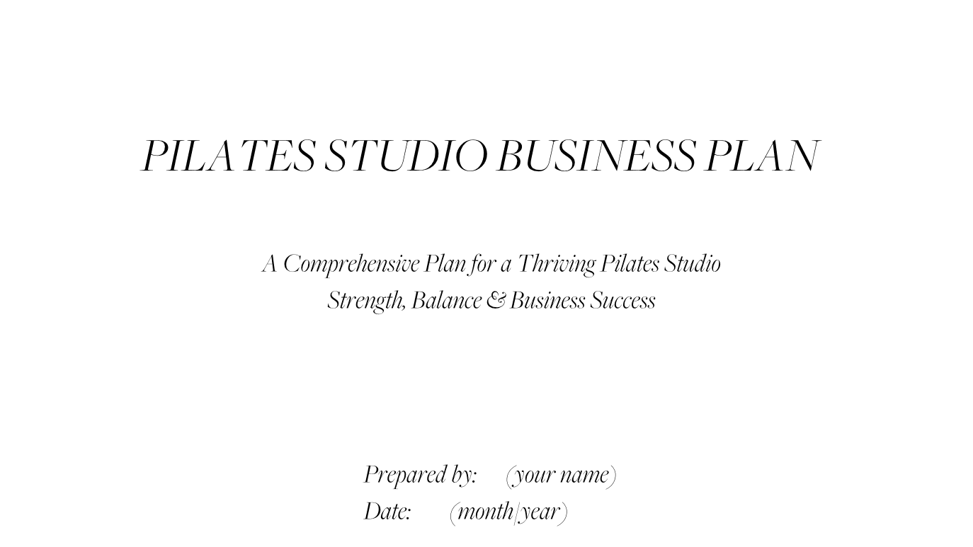 Pilates Studio Business Plan Template