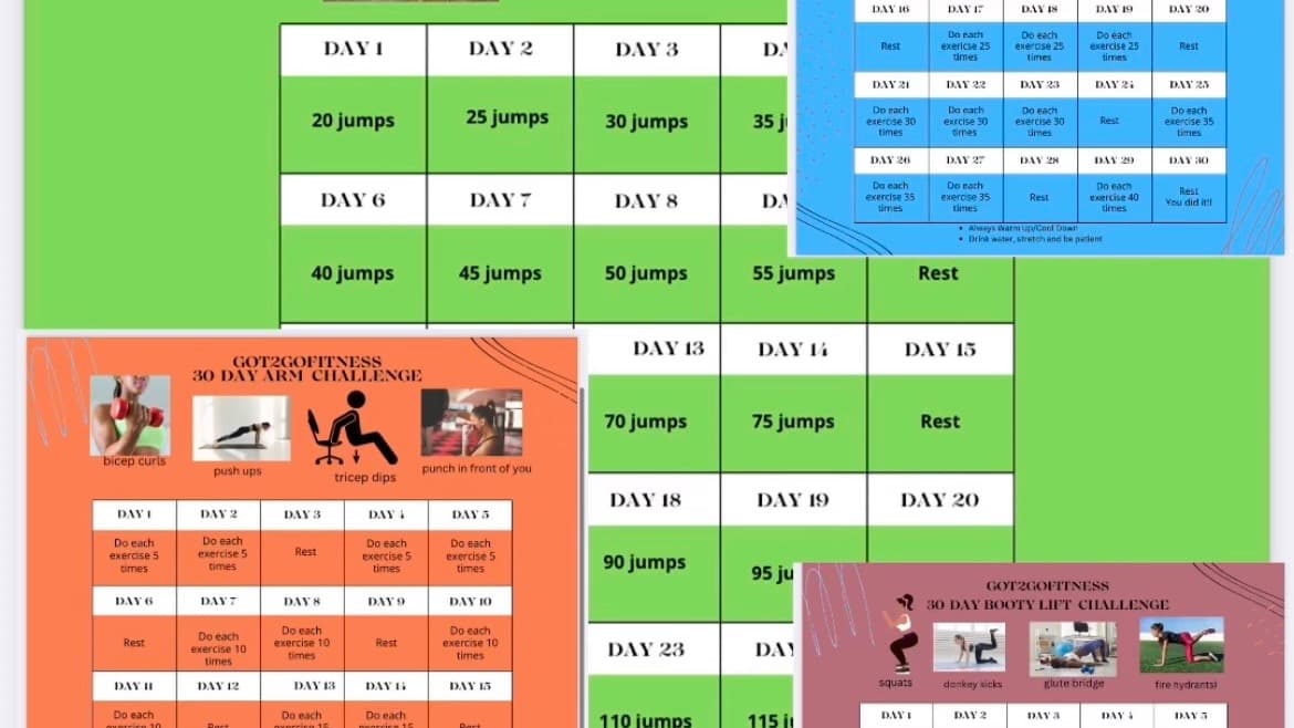 30 Day Exercise challenges (no gym needed)