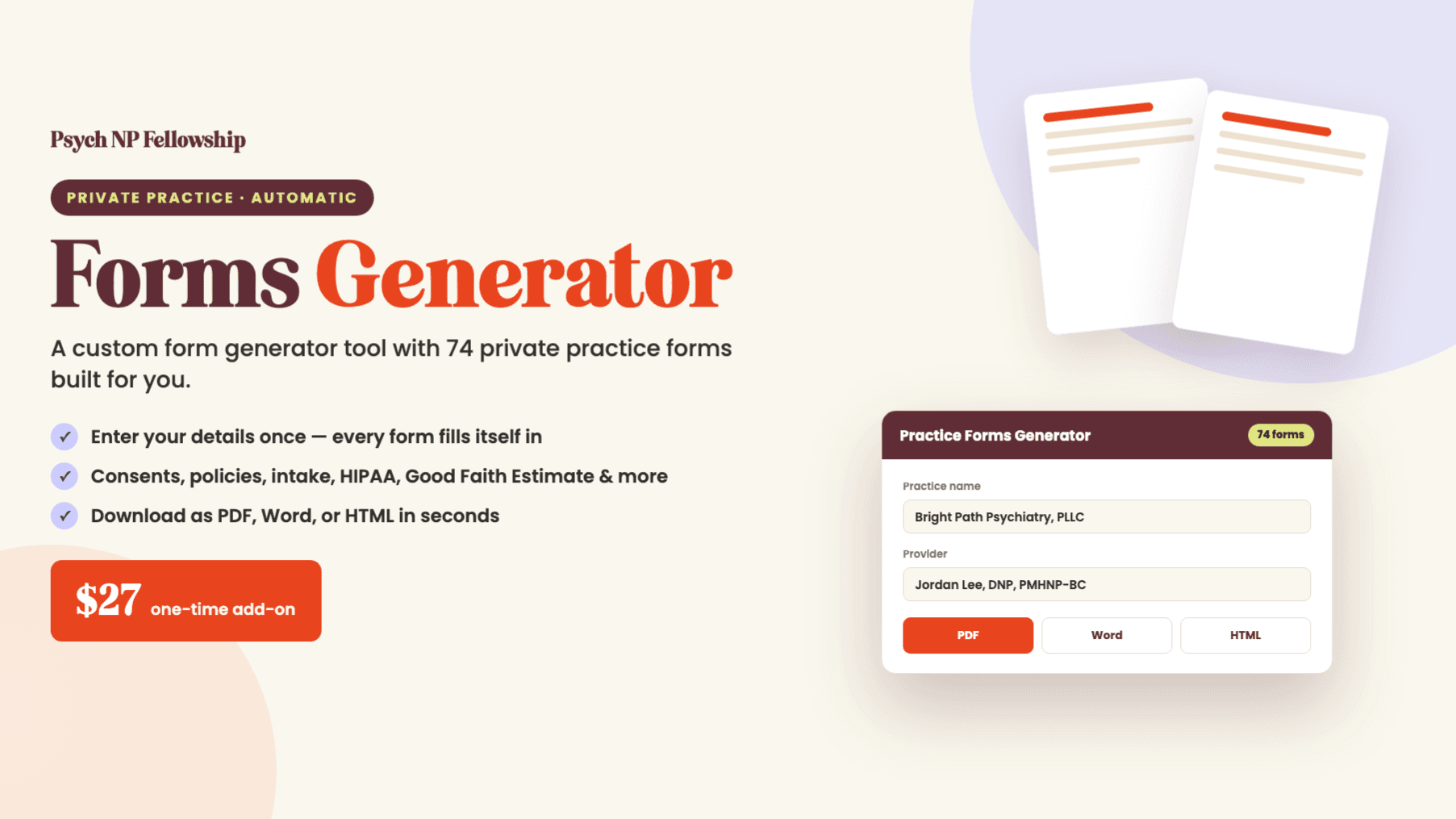 Private Practice Automatic Forms Generator