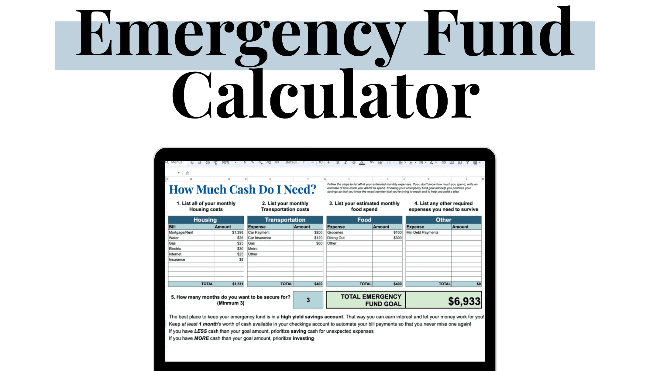 Free Emergency Fund Calculator