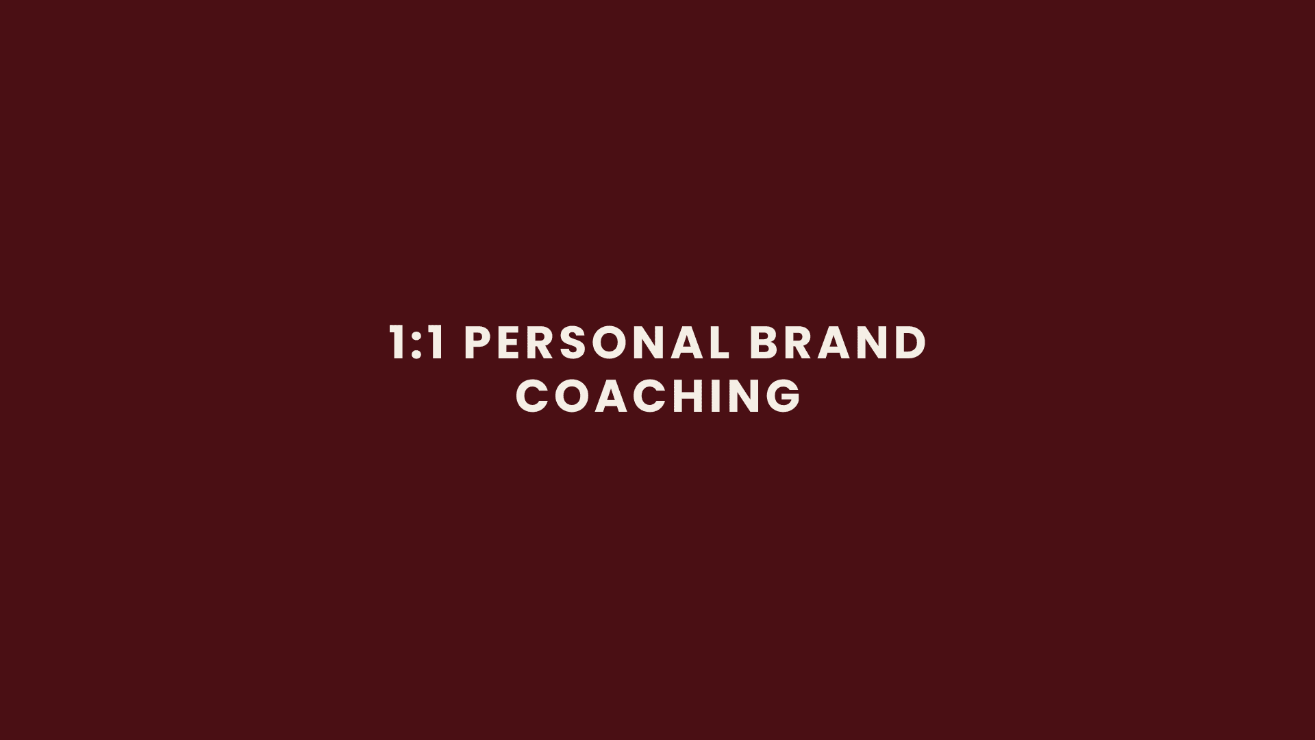 1:1 Personal Brand Coaching  ★