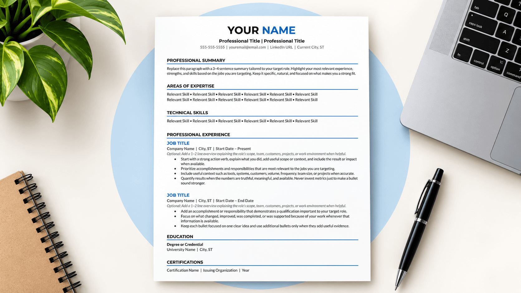 Free ATS Resume Template + AI Prompts