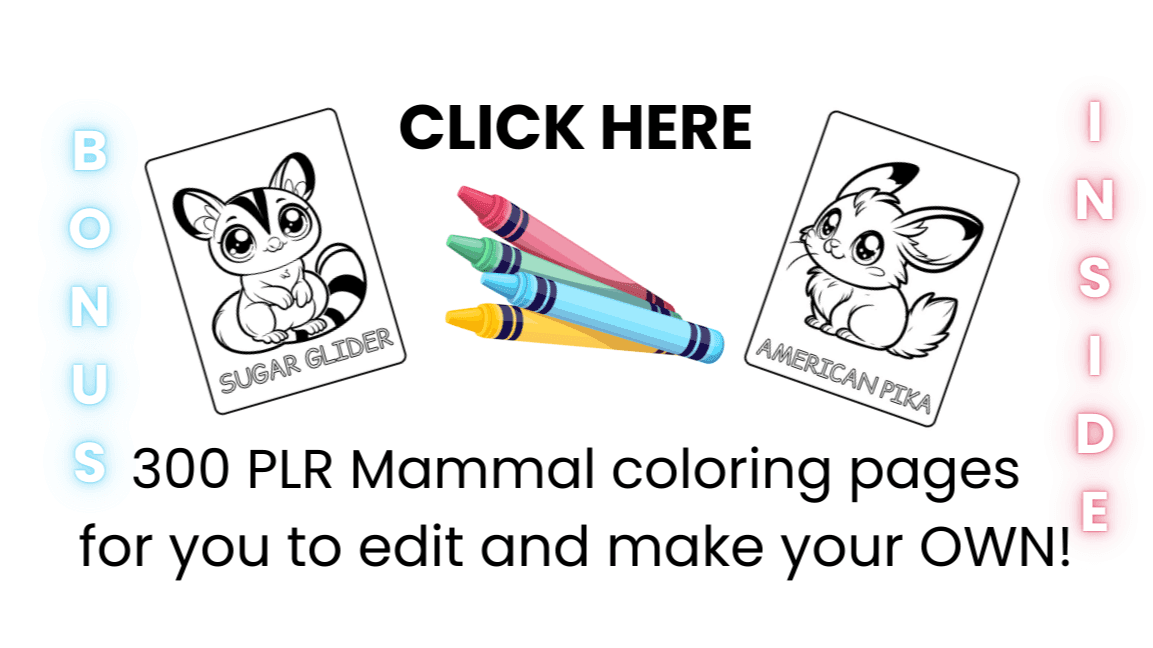 CUTE Mammals Coloring Book Pages with PLR Rights!