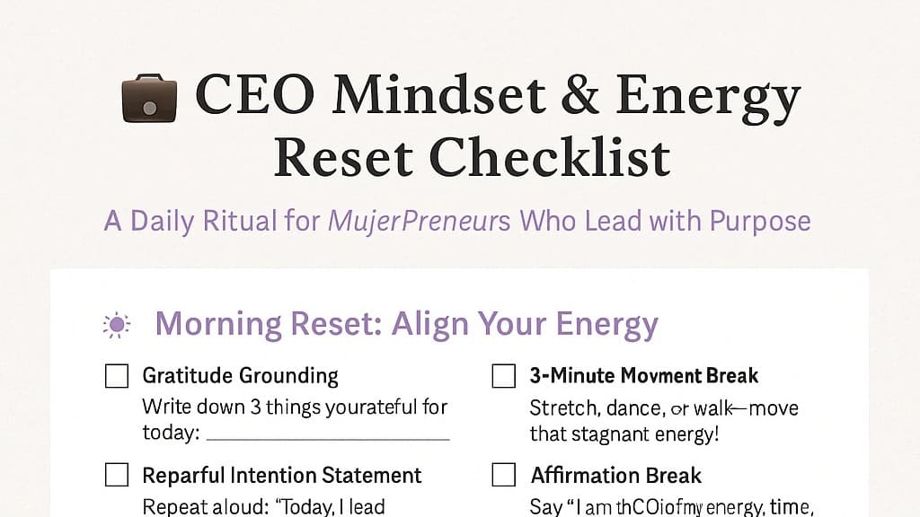 CEO mindset and Energy RESET Checklist
