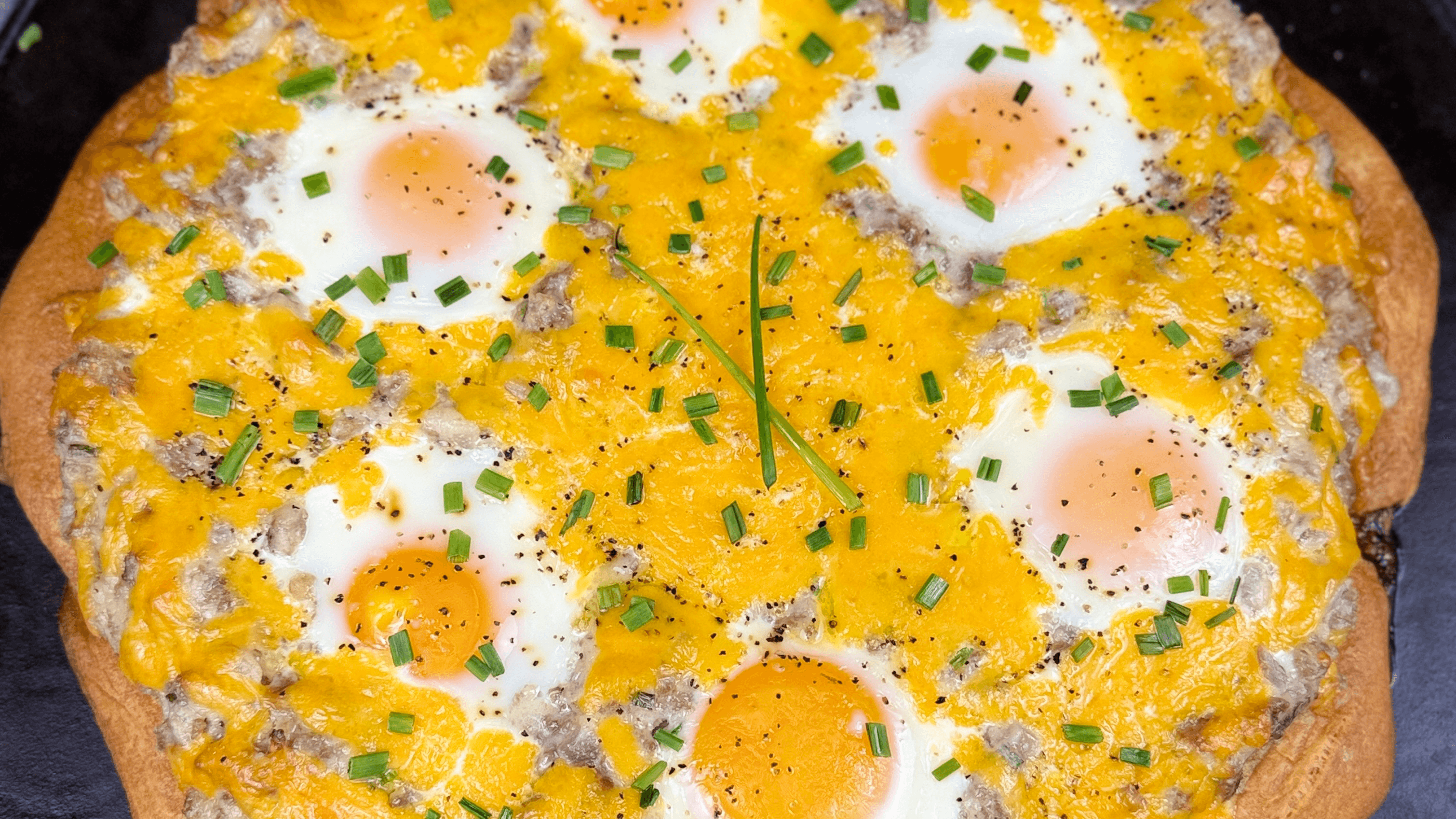 Biscuits & Gravy Breakfast Pizza with Jammy Eggs