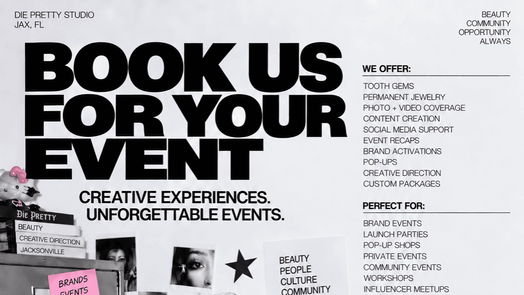 BOOK DIE PRETTY FOR YOUR EVENT