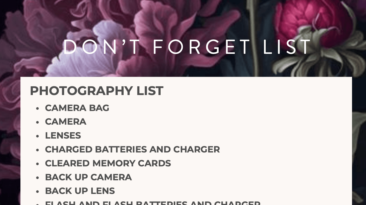 Free Packing List for Photographers