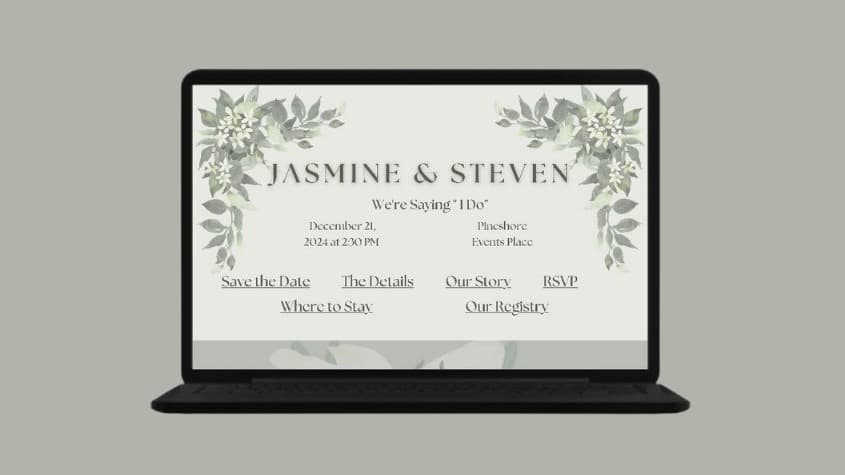 Green Simple Wedding Website