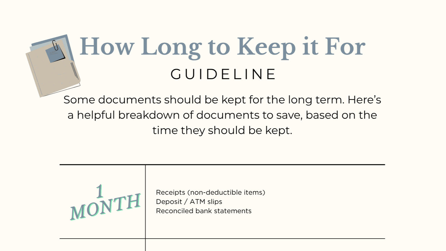 How Long to Keep it for Guideline
