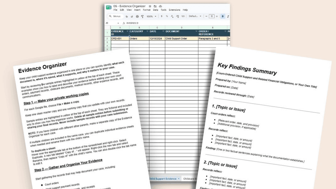 Child Support Evidence Organization Kit