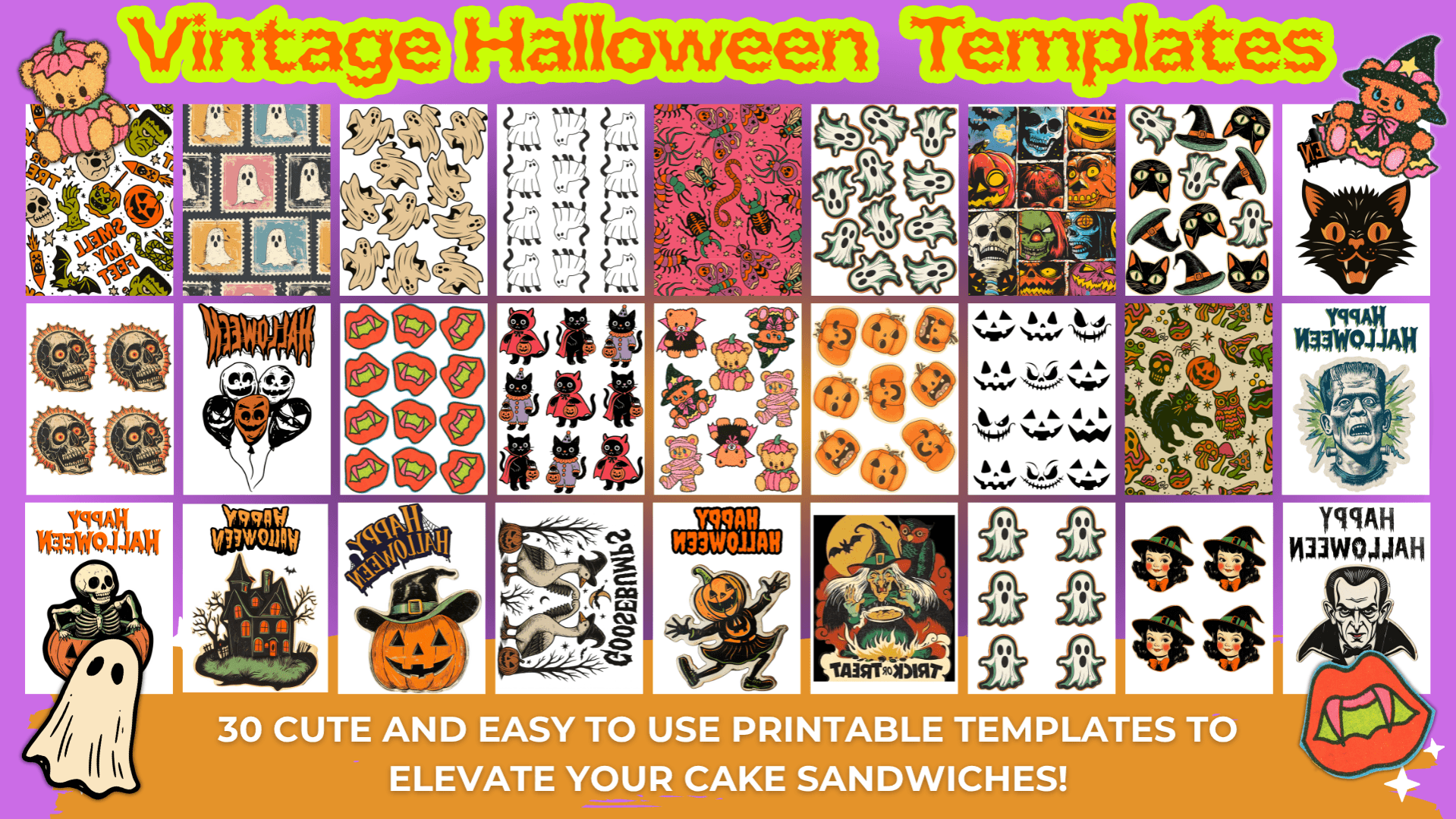 Vintage Halloween Cake Templates
