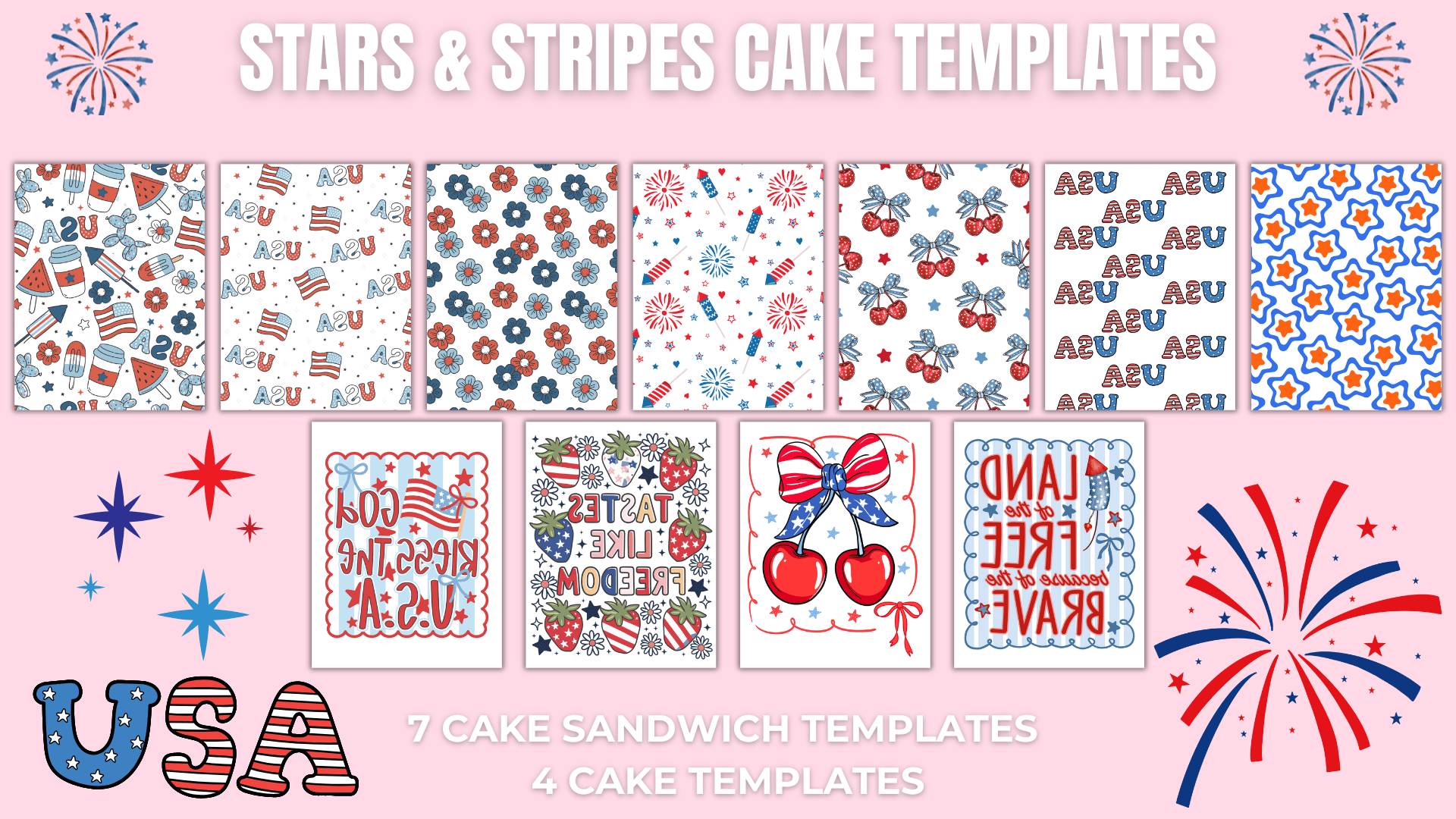Stars and Stripes Cake Templates