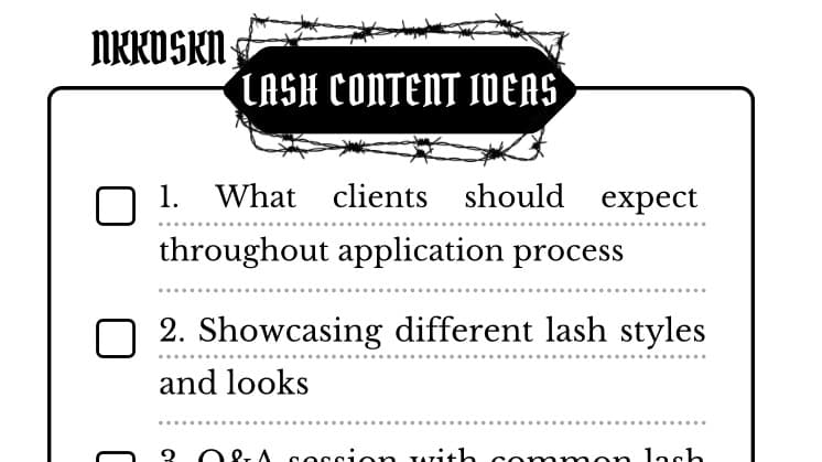 75 lash content ideas