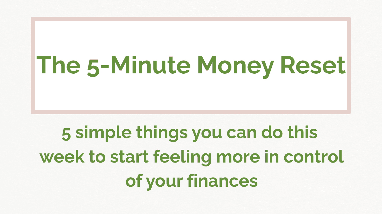 5 minute money reset