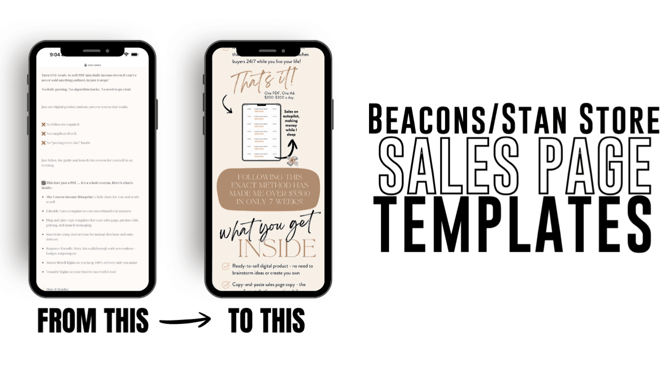 Stan Store / Beacons Sales Page Templates