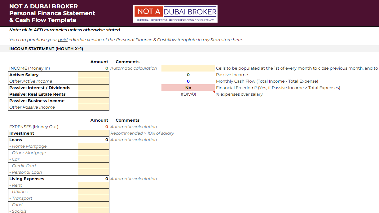 FULL Personal Finance & Cashflow Template