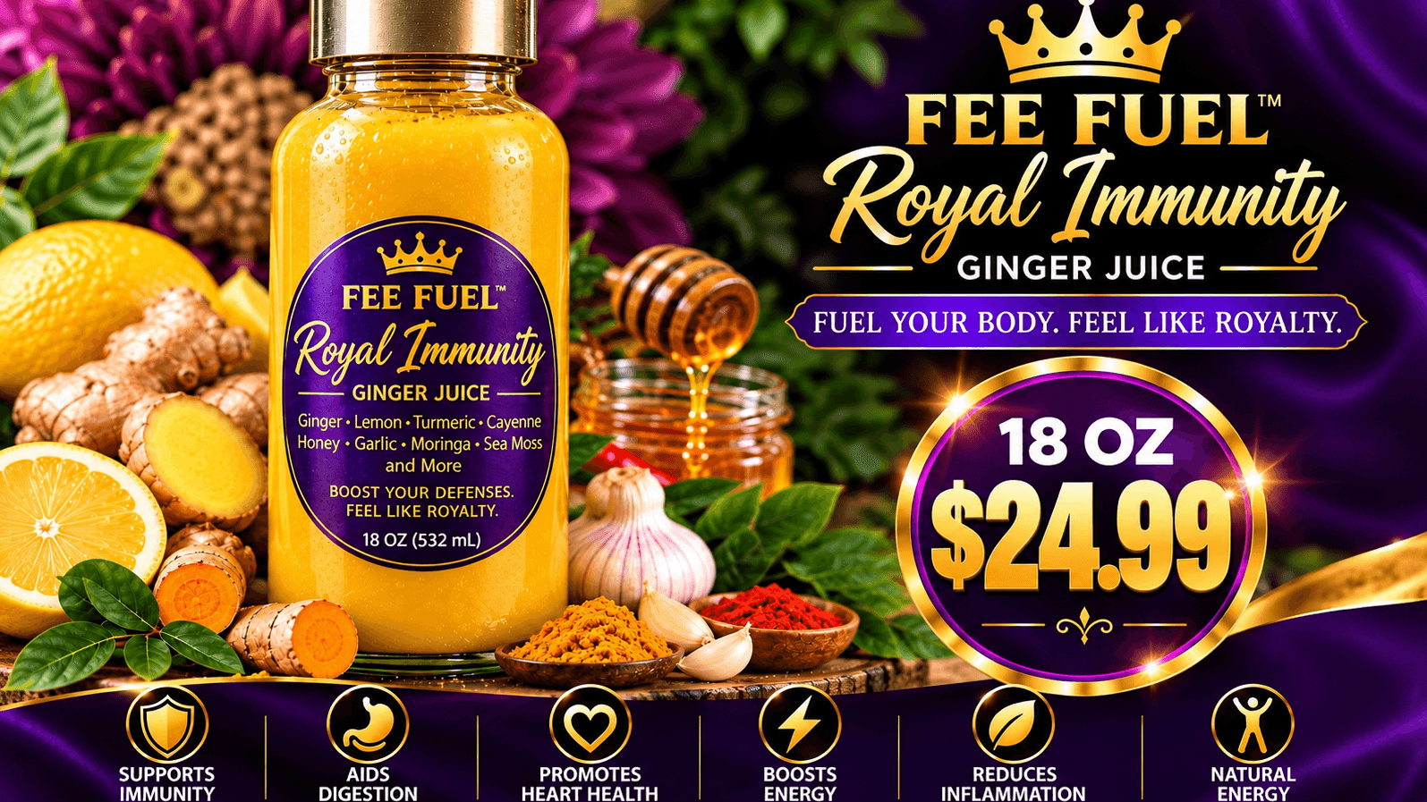 Fee Fuel Royal Immunity 18oz Ginger Juice