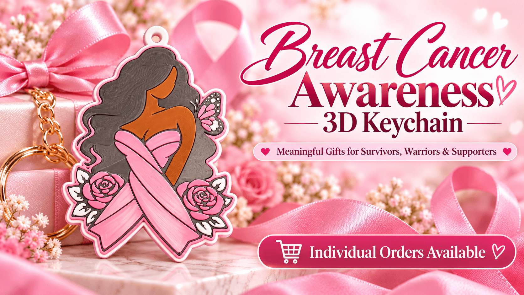 Breast Cancer Awareness 3D Keychain 