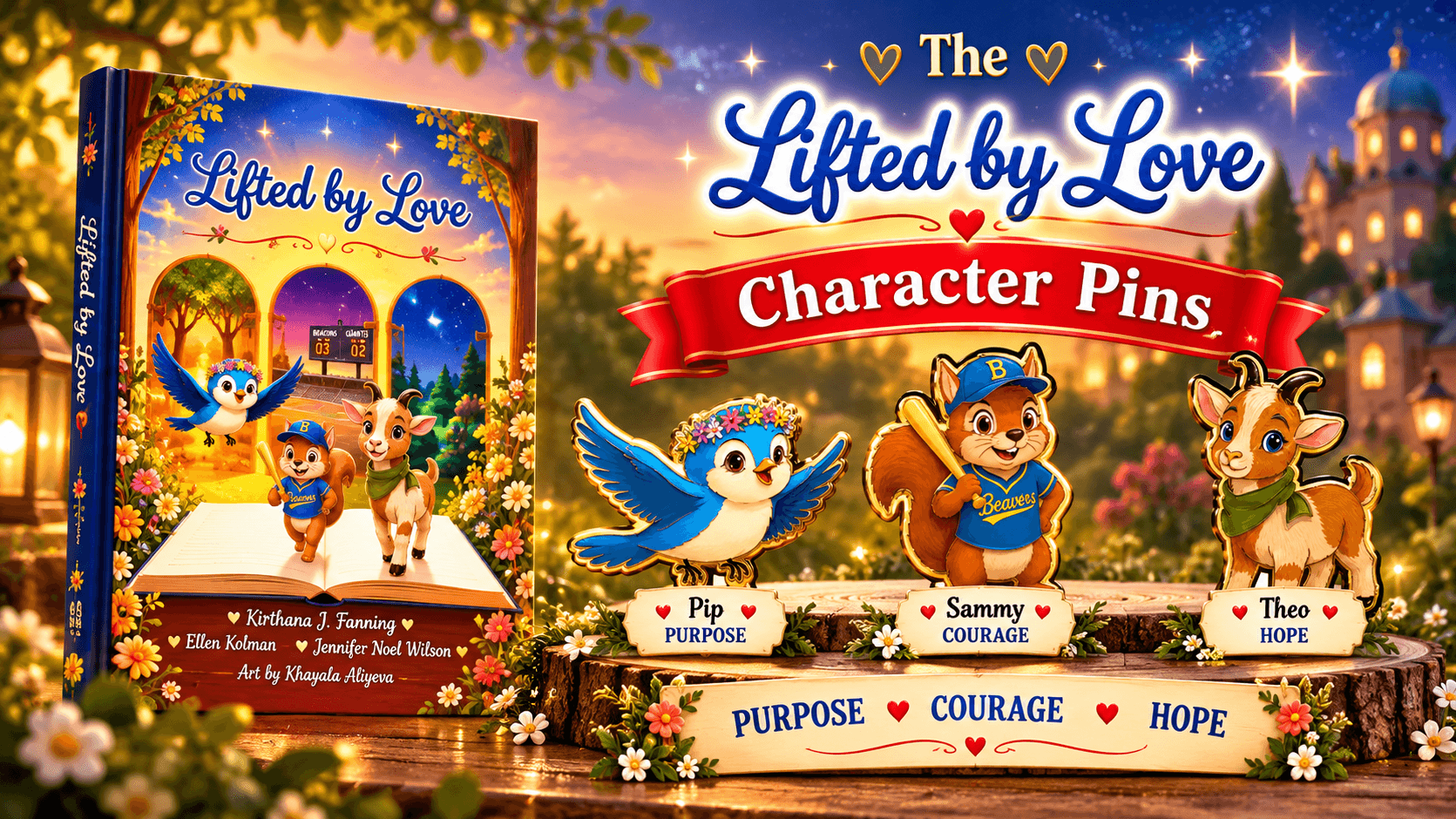 Lifted by Love Character Pin Set