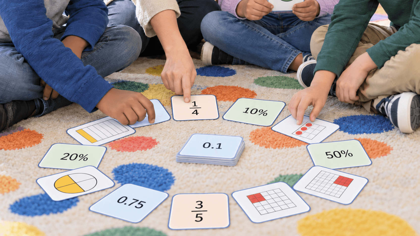 Fraction, Decimal & Percentage Matching Flashcards