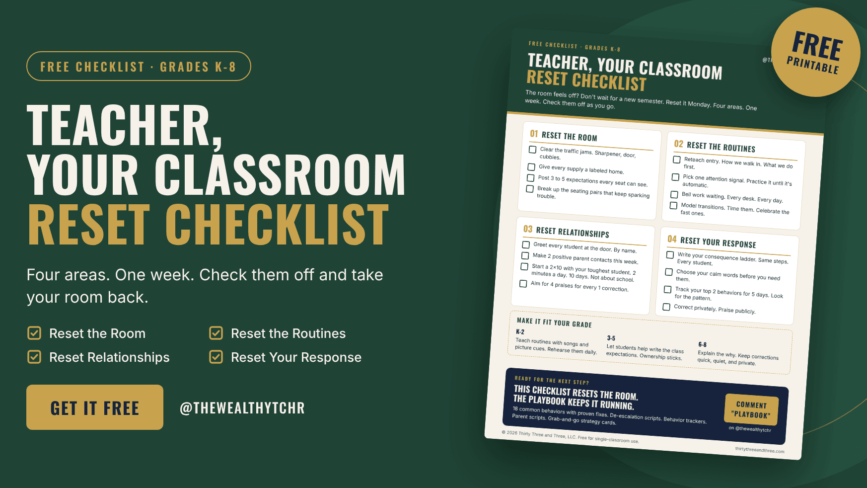Classroom Reset Checklist