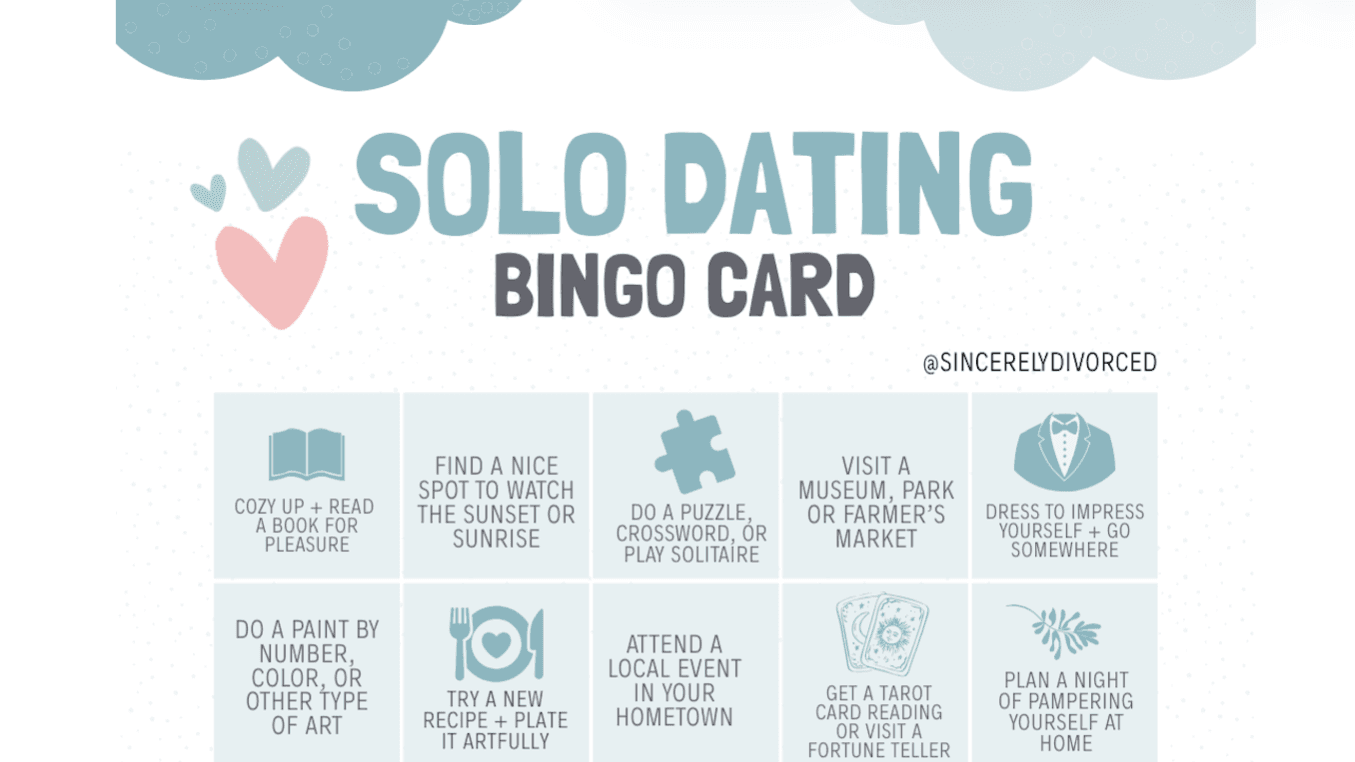 Solo Dating Bingo Card