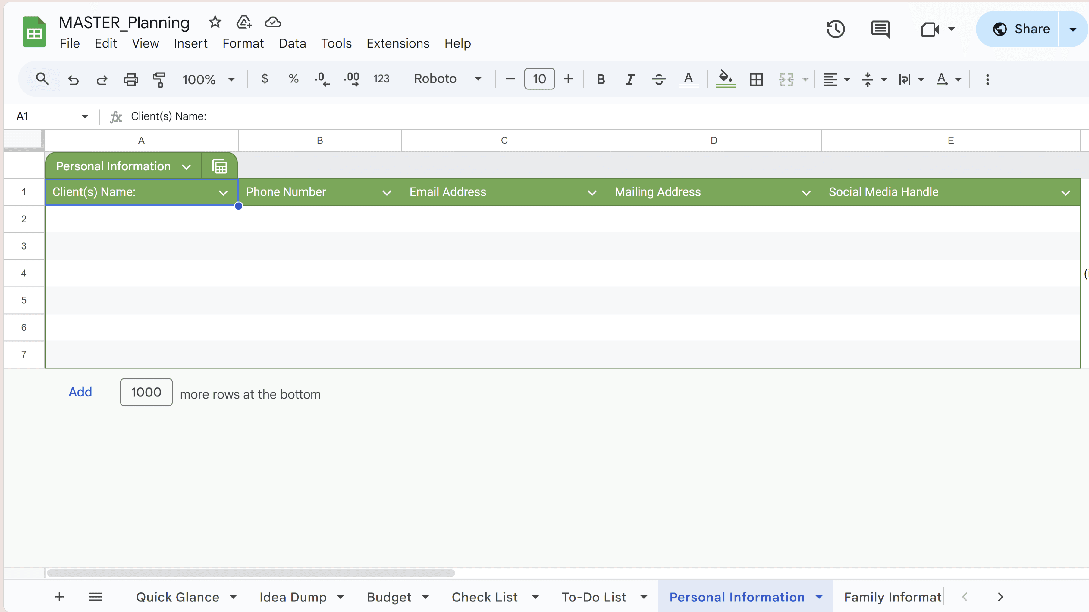 Google Sheets_Full Planning 