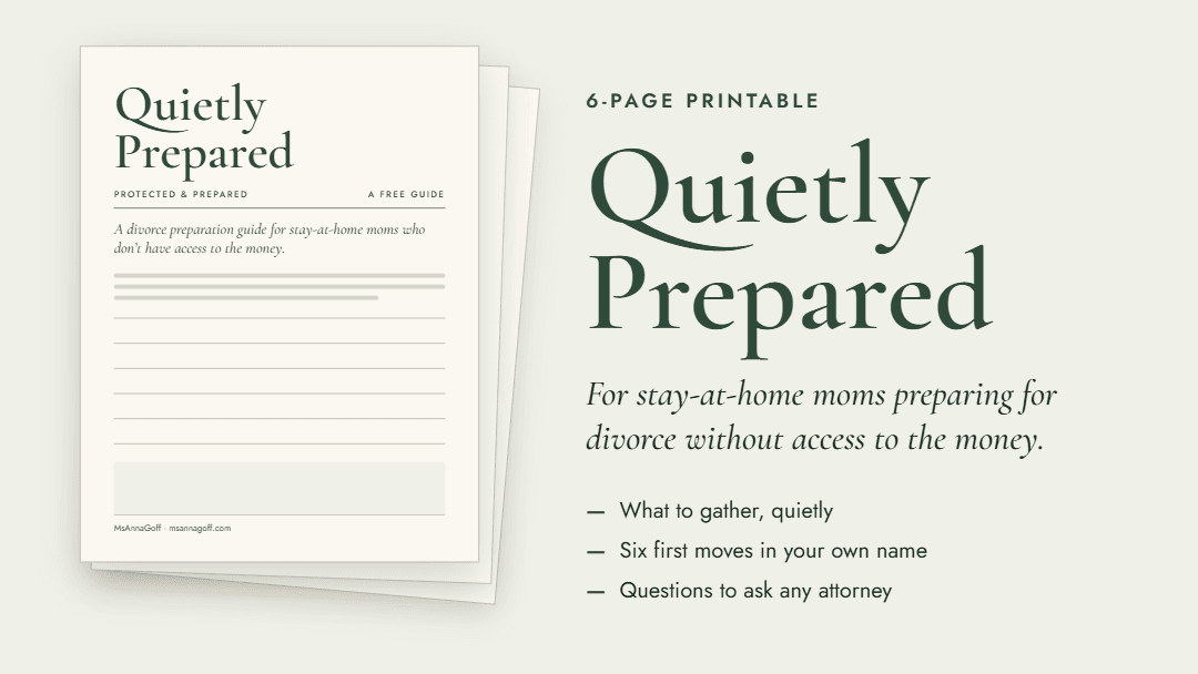 Quietly Prepared: The Divorce Prep Guide for SAHMs
