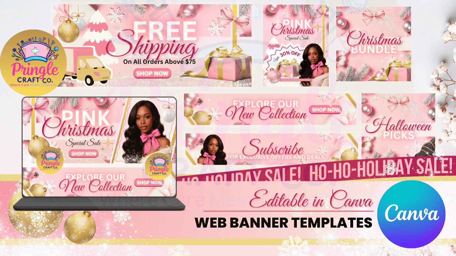 Pink Christmas Website banner and Collection cover