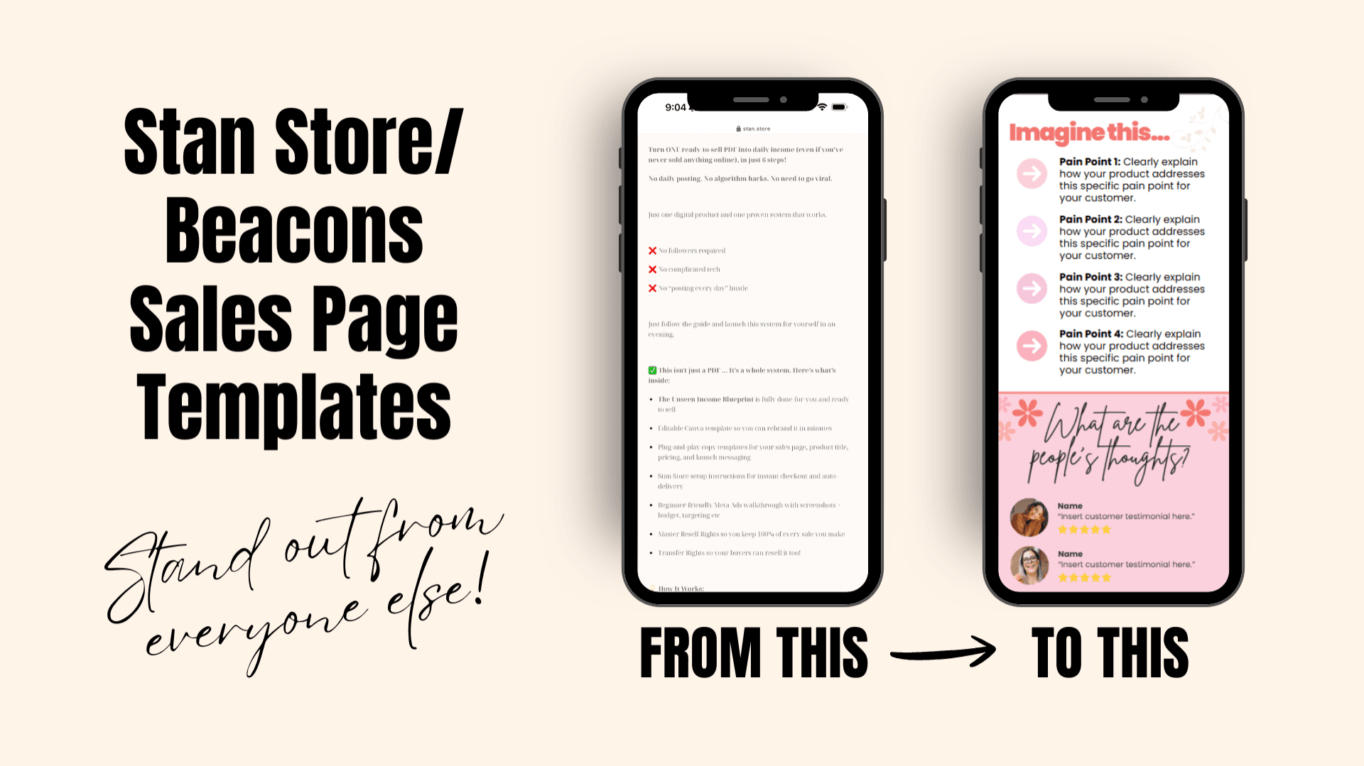Stan Store / Beacons Sales Page Templates