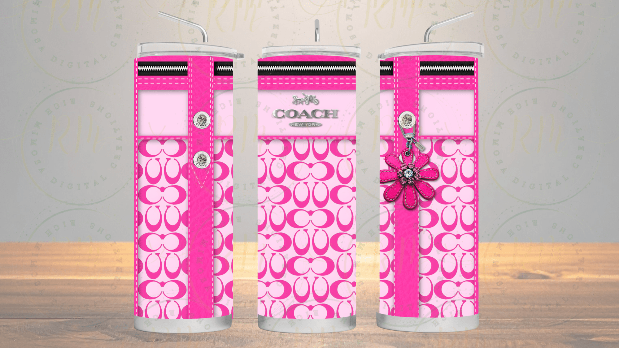 Pink on Pink Designer Purse Tumbler Template  