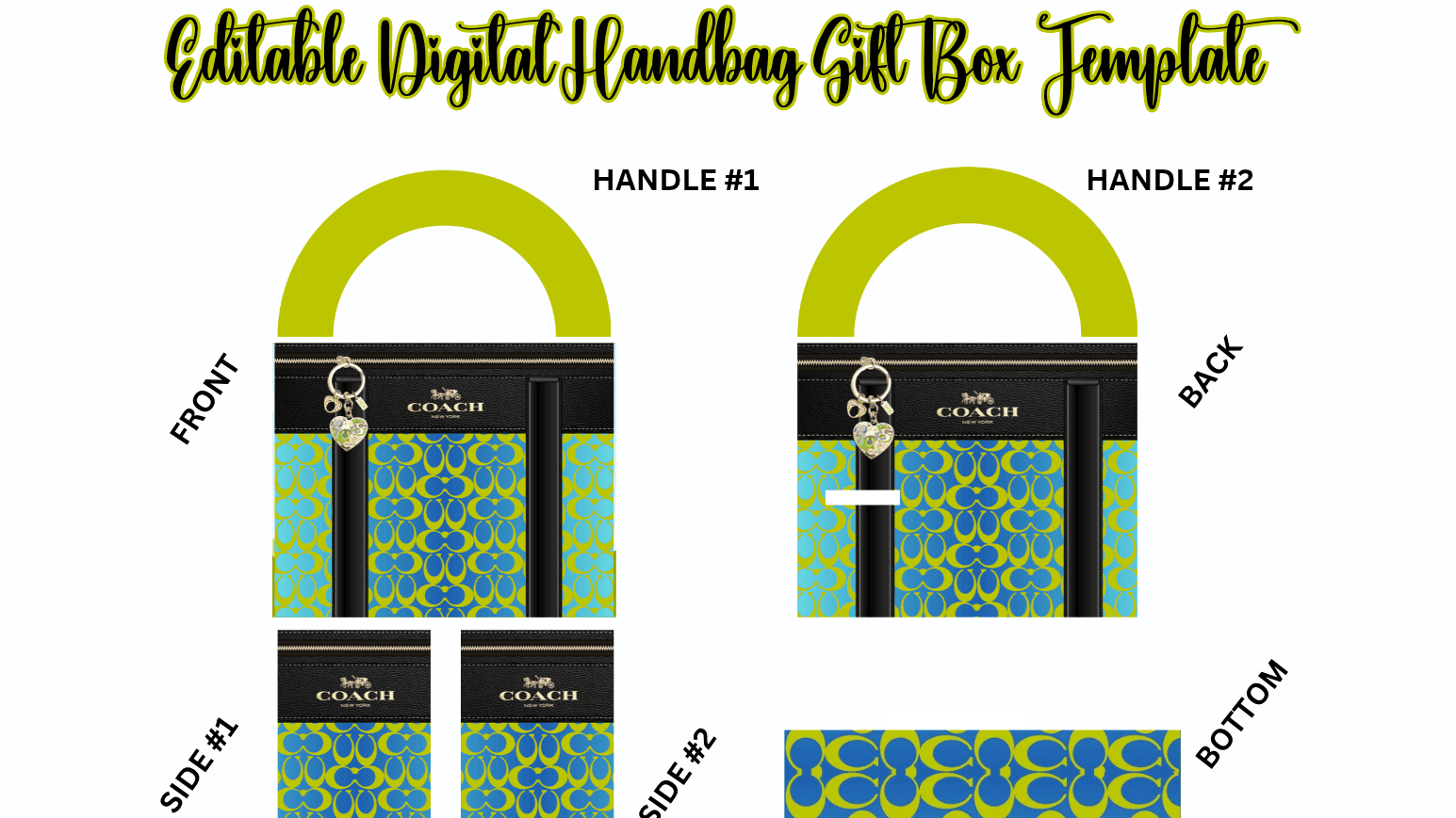 Blue & Yellow Luxury Handbag Gift Box Template  