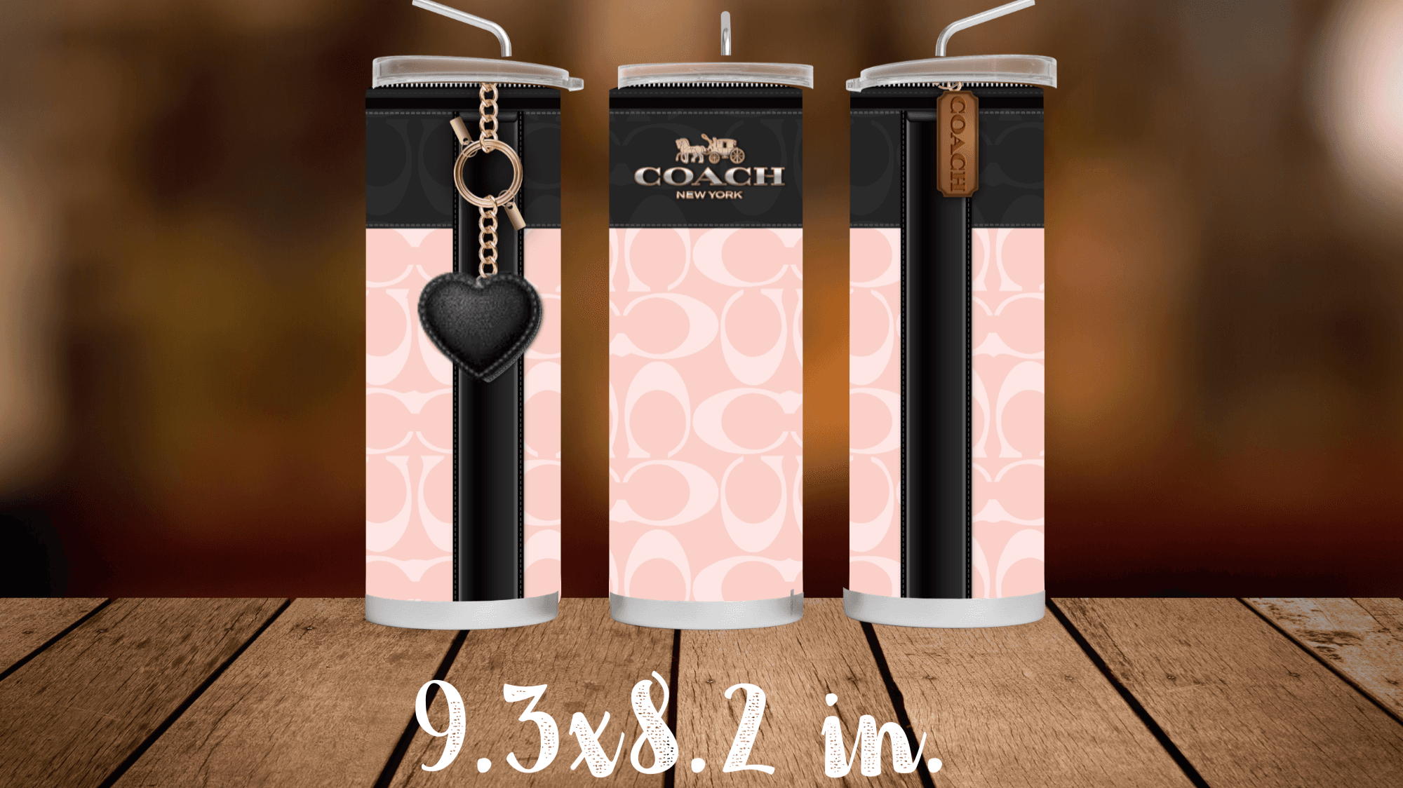 Pink and Black Designer Purse Tumbler Template  