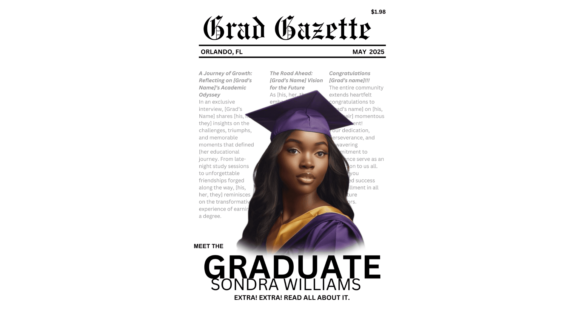 Editable 2-page Grad Newspaper Templates