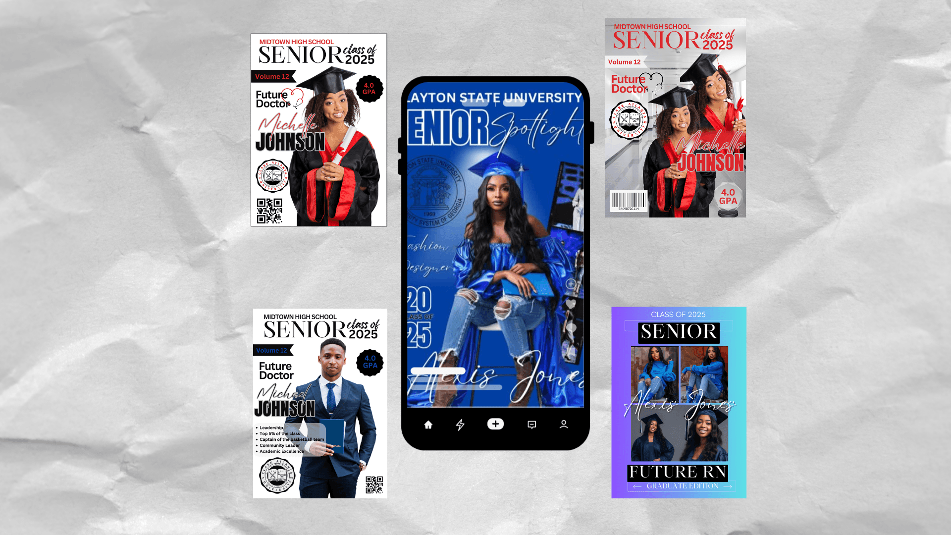 Editable 4pc Grad Magazine Covers Bundle