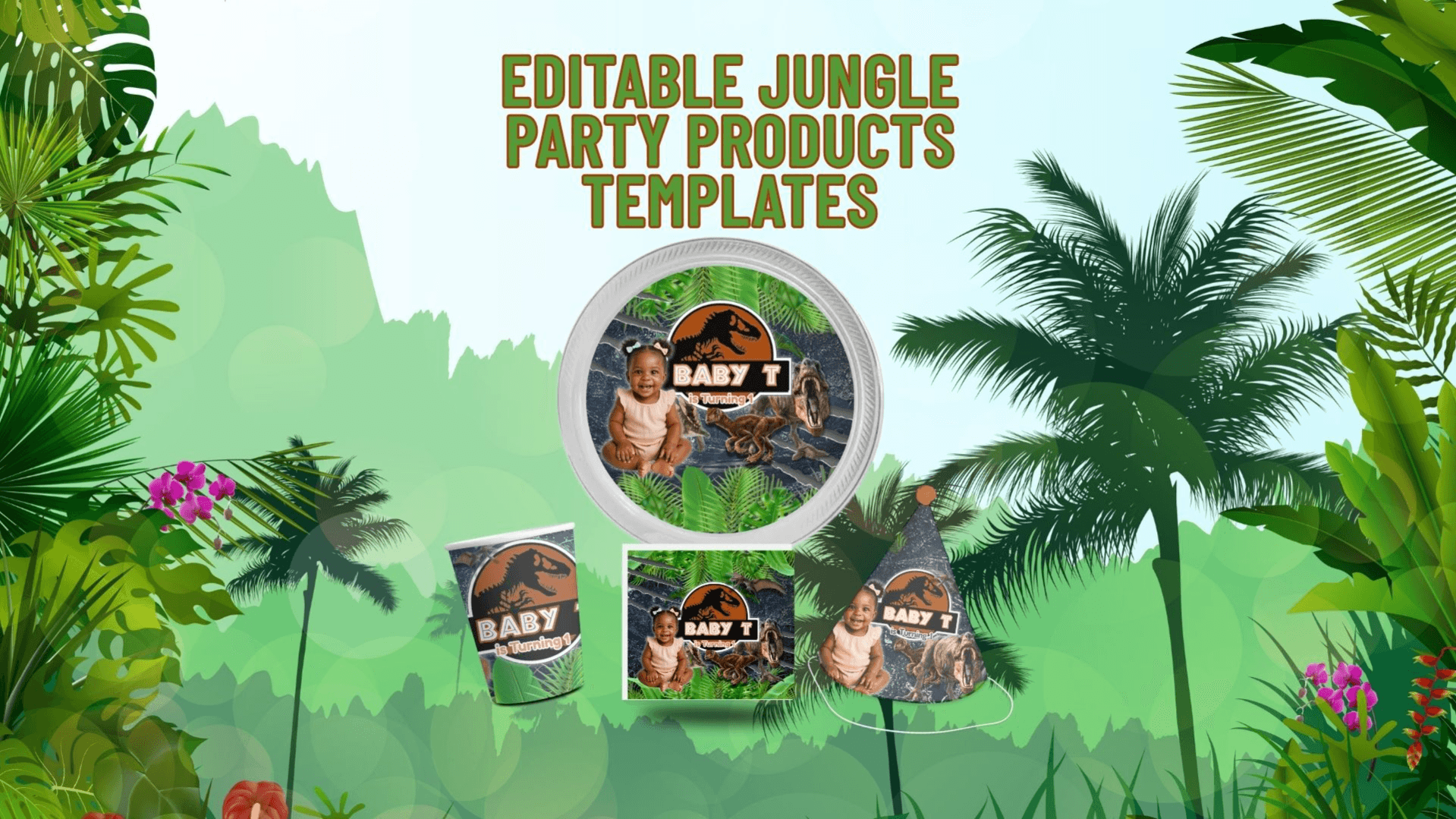 Editable Jungle Party Products Templates 