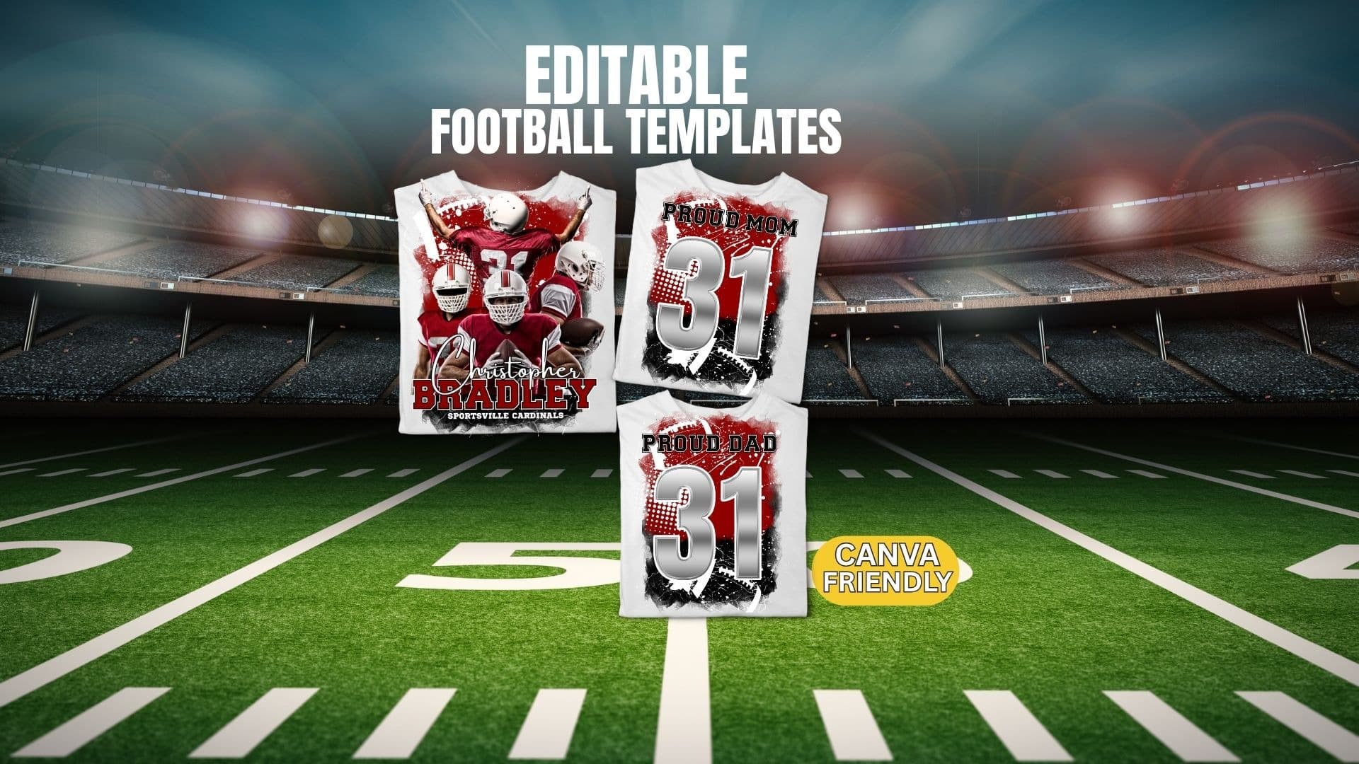 Editable Football Canva Template Bundle 🏈