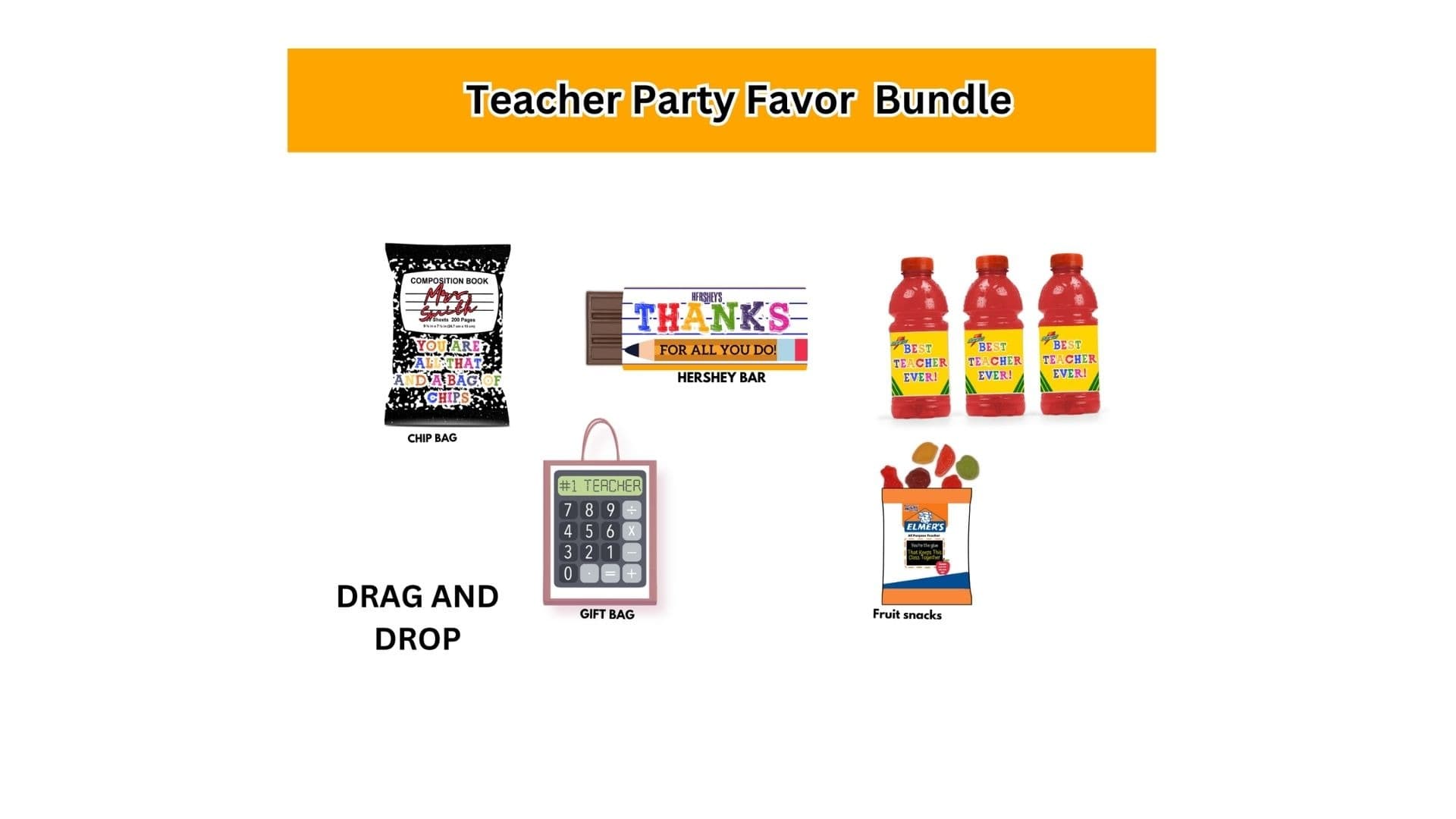 Editable Teacher Party Favor Bundle