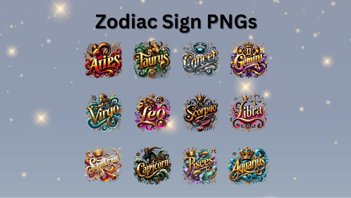 Zodiac PNG Bundle – All 12 Signs