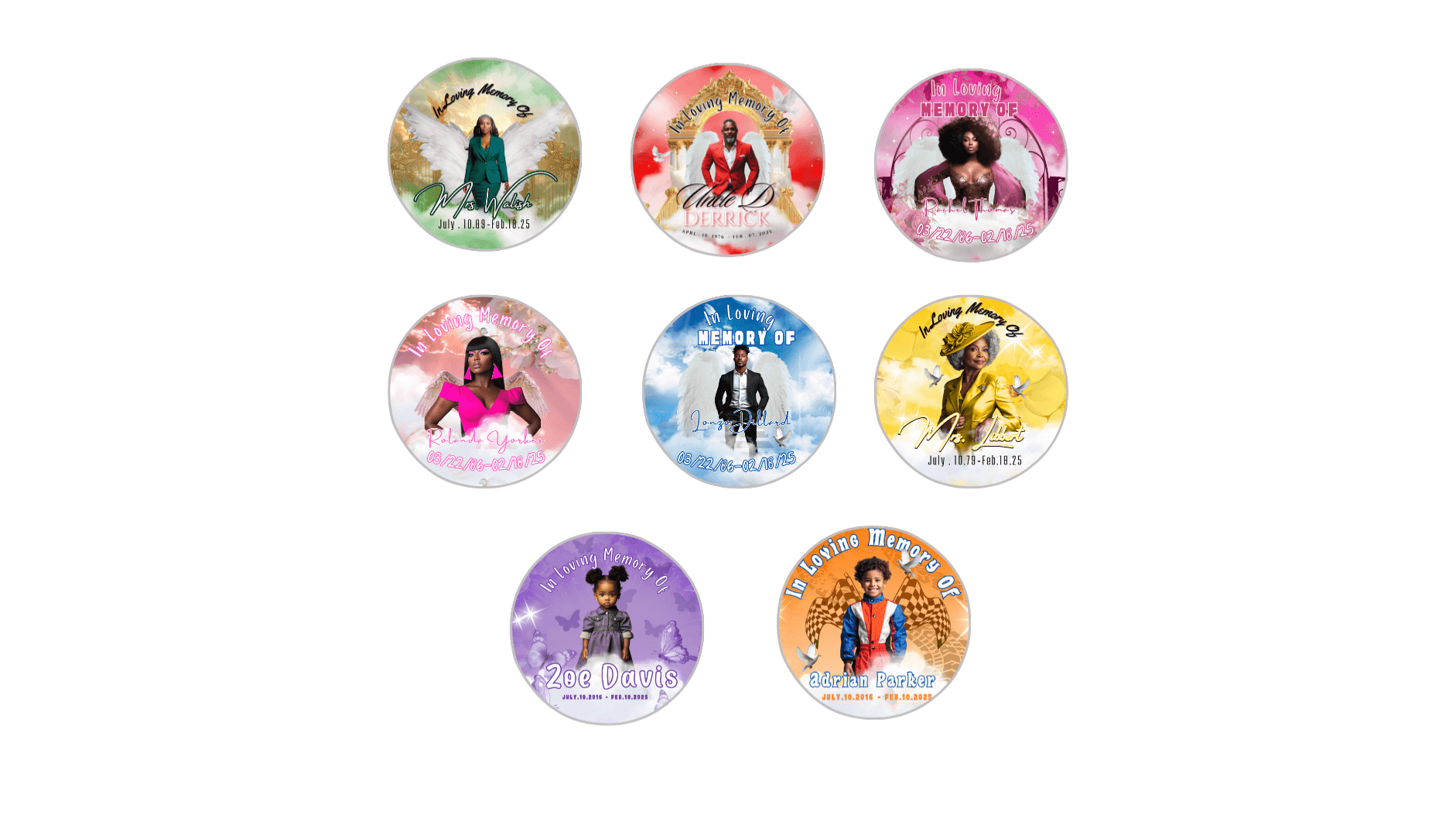 Editable 9-Piece Custom Memorial Button Templates 