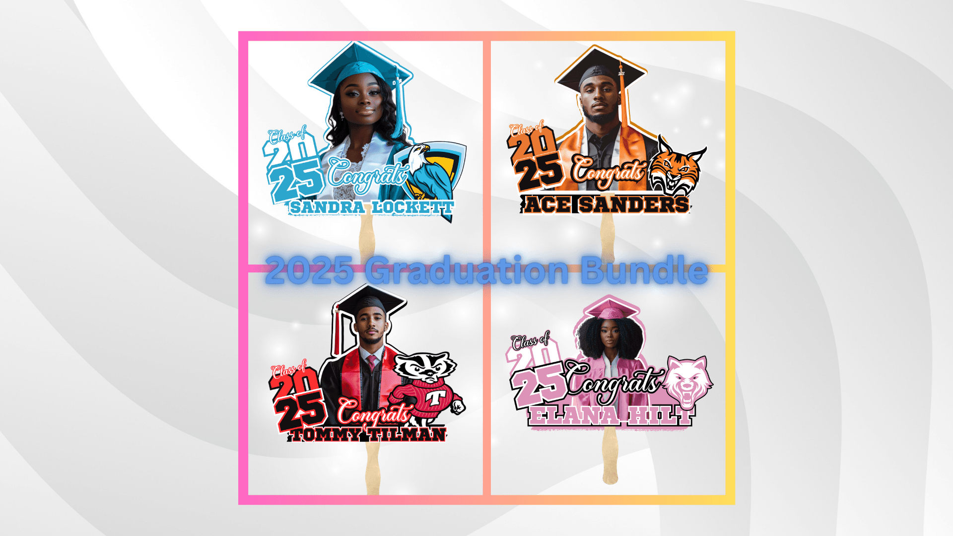 Editable 4pc Grad Fan Bundle