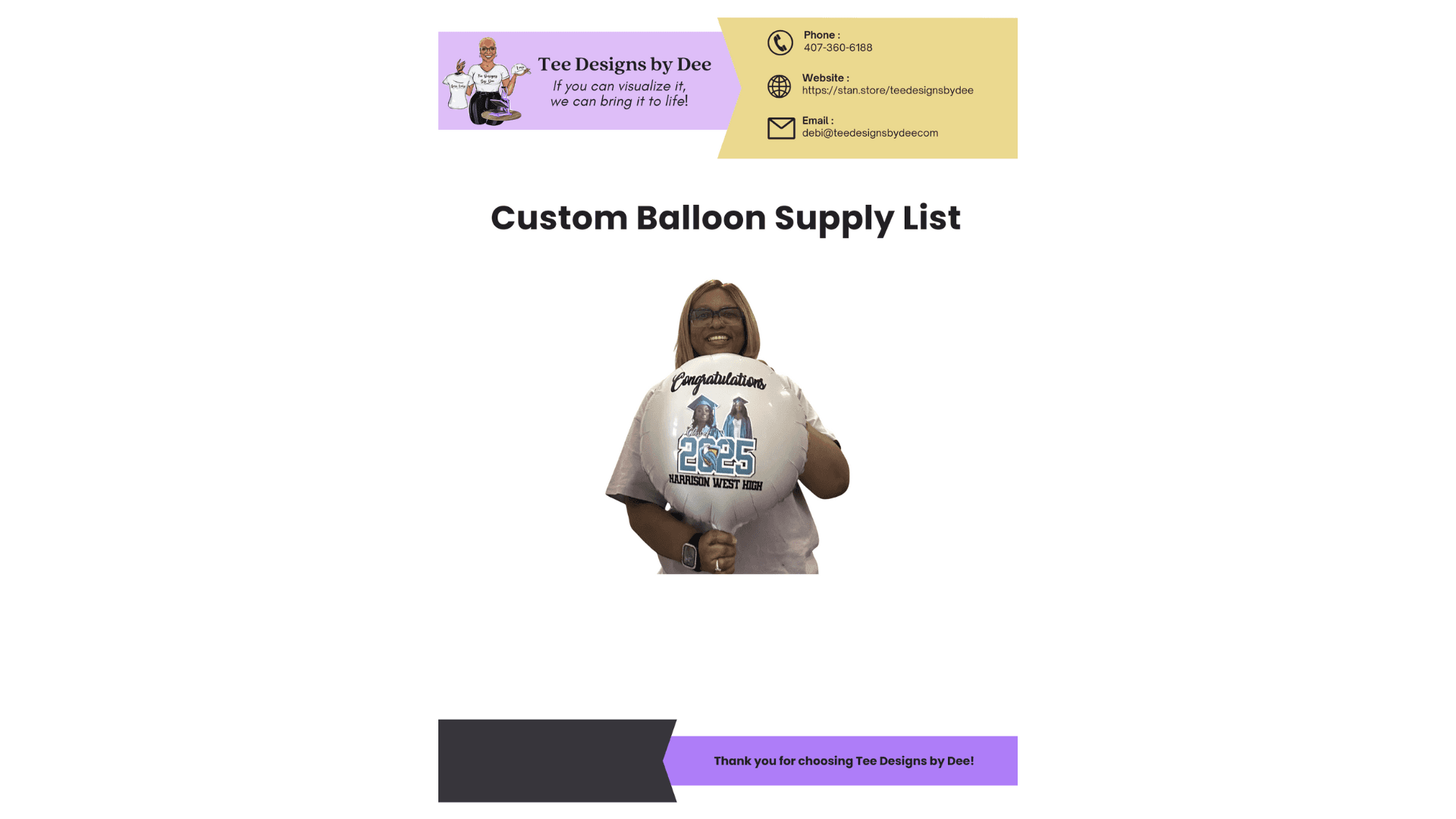 Free Custom Balloon Supply List