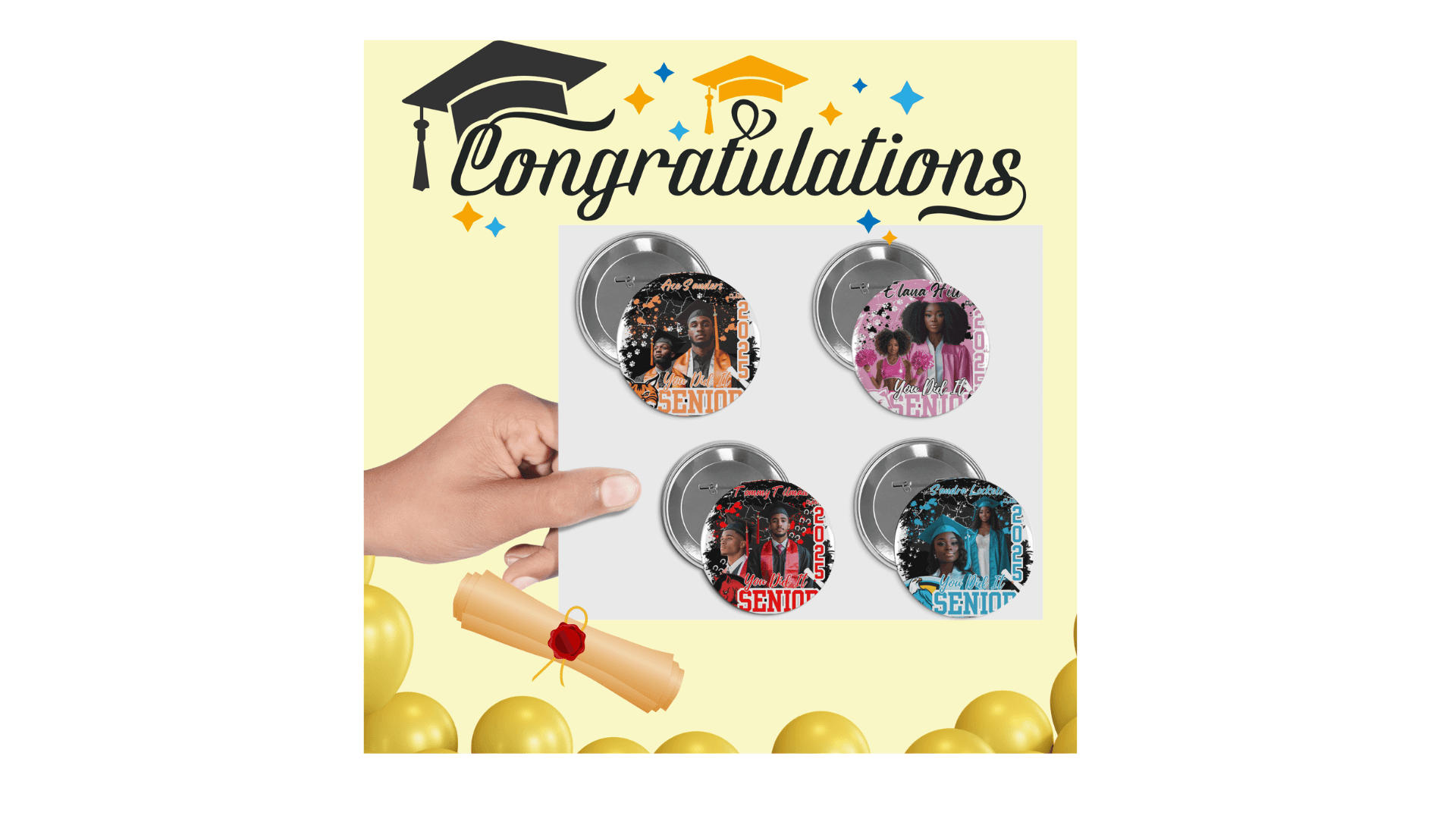 Editable 4pc Grad Button Templates
