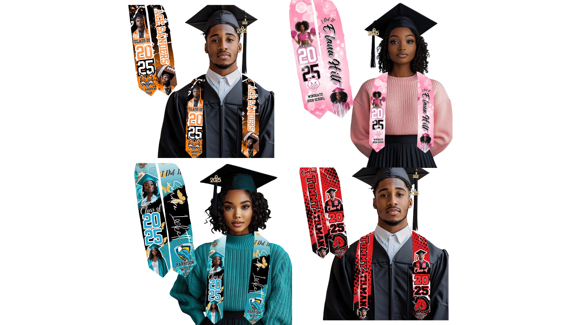 Editable 4-piece Grad Stole Bundle